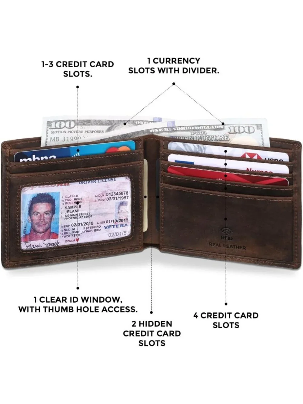 Slim Bifold RFID Blocking Leather Wallet for Men | Front Pocket Design, Stylish